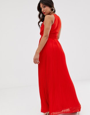 petite pleated maxi dress