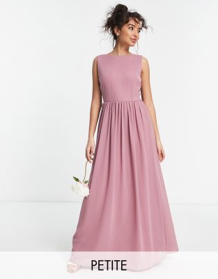 TFNC Petite - Robe de demoiselle d'honneur longue en mousseline avec dos bénitier très échancré - Lavande