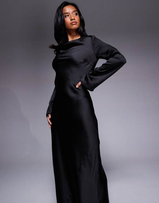TFNC Petite - Robe mi-longue à col montant et manches longues - Noir, 4 de 4
