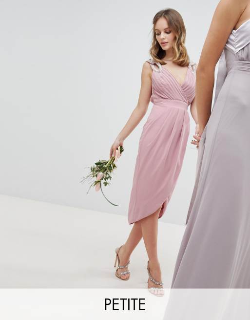  TFNC  Petite Wrap Embellished Midi Bridesmaid  Dress  ASOS
