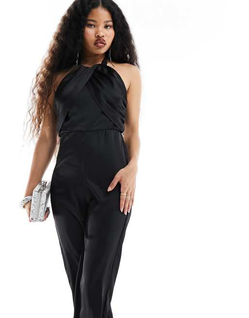 Black halter best sale jumpsuit petite