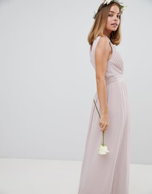 tfnc wrap front maxi bridesmaid dress with embellishment