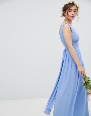 tfnc wrap front maxi bridesmaid dress with tie back