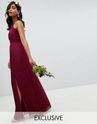 TFNC pleated bridesmaids maxi dress in 