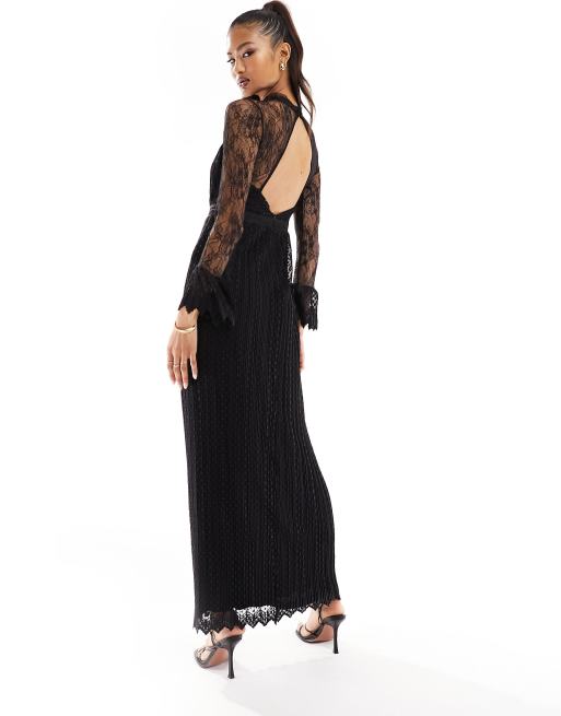 Lace scallop maxi sales dress