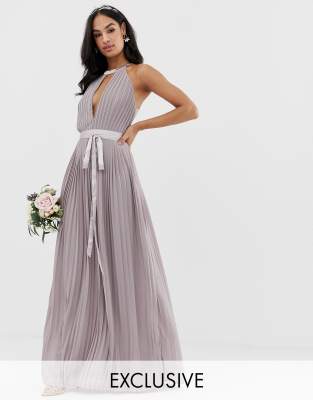 asos tfnc pleated maxi dress