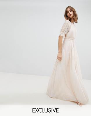 asos tfnc pleated maxi dress