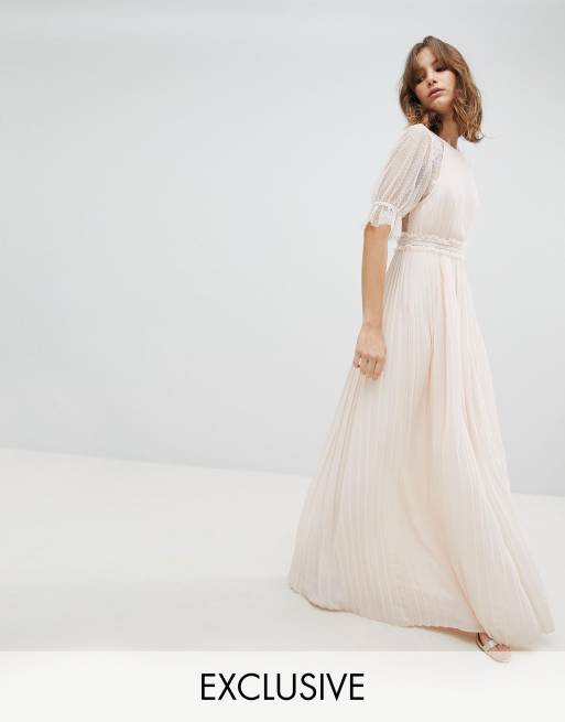 Asos tfnc pleated 2025 maxi bridesmaid dress