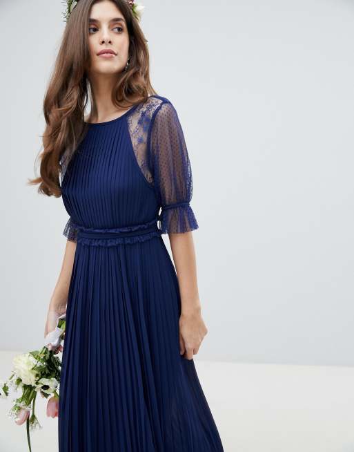 Bridesmaid dress with on sale spot mesh frill detail