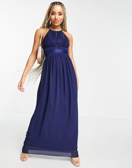 TFNC pleated maxi dress in navy