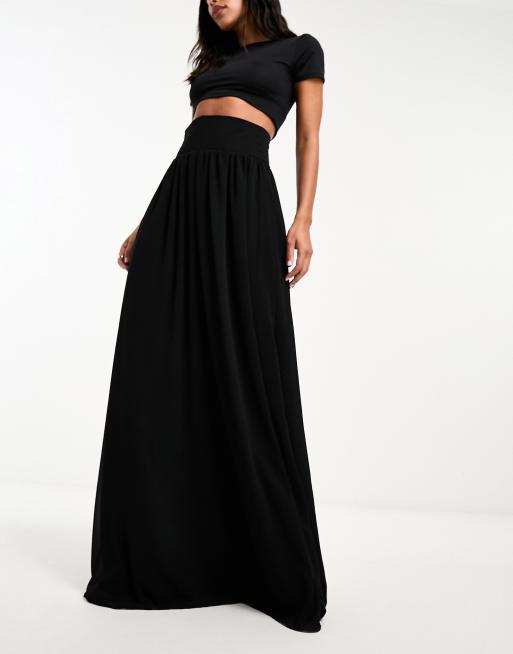 Black pleated maxi skirts sale