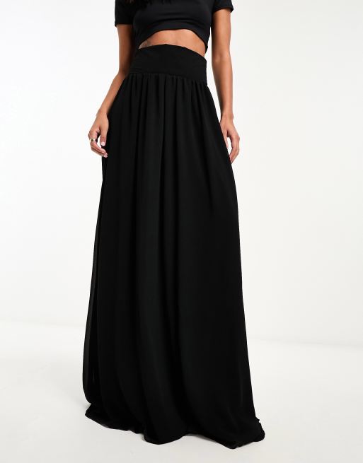 TFNC pleated maxi skirt in black