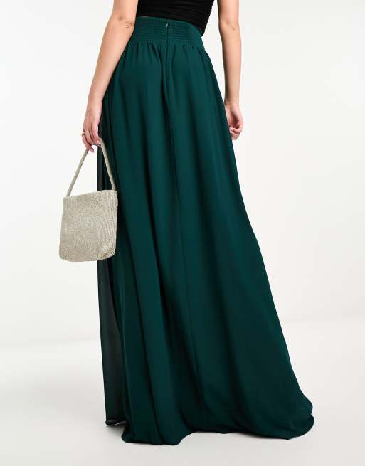 Emerald pleated 2024 maxi skirt