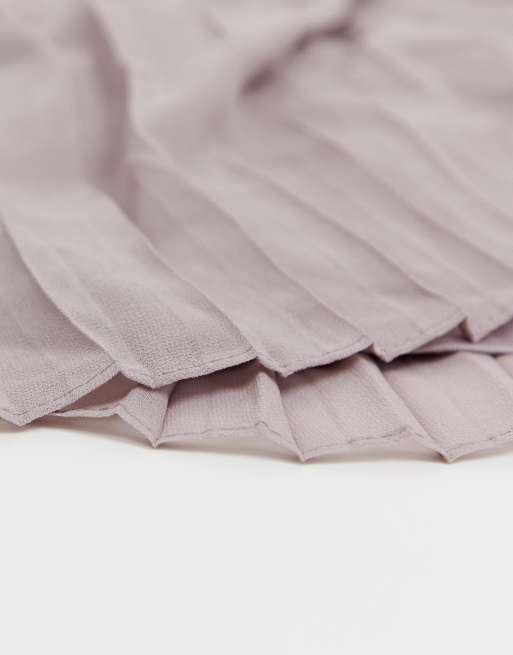 TFNC pleated midi bridesmaid dress with cross back and bow detail in grey ASOS