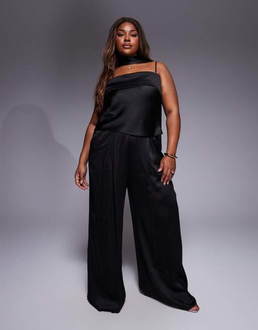 TFNC Plus bandeau top with scarf neck detail co-ord in black, 3 of 4