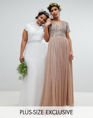 tfnc maxi dress with scallop lace
