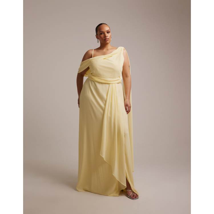 gold chiffon dress bridesmaid One Shoulder Chiffon Bridesmaid Dresses With Slit