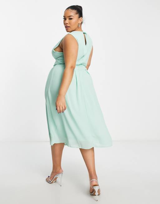 Tfnc lace up outlet back midi bridesmaid dress