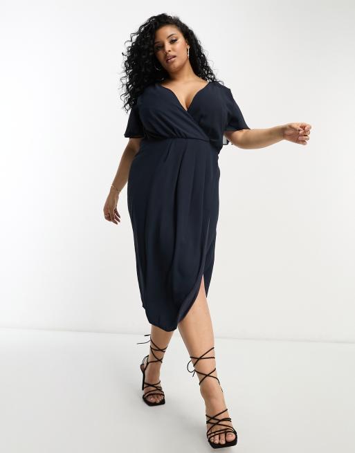 Plus size best sale chiffon wrap dress