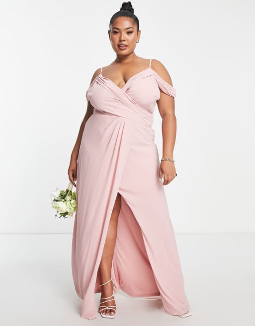 Blush wrap clearance bridesmaid dress