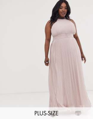 tfnc bridesmaid exclusive high neck pleated maxi dress