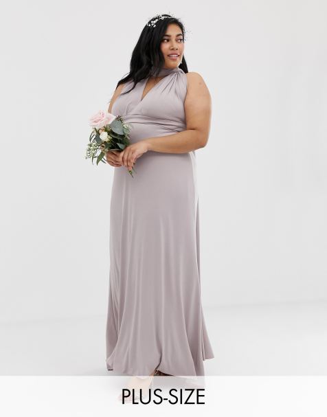 TFNC Plus bridesmaid exclusive multiway maxi dress in grey - view 1