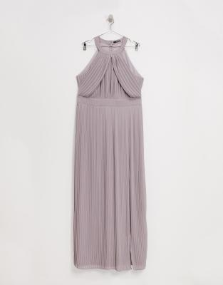 Tfnc bridesmaid exclusive pleated store maxi dress in grey