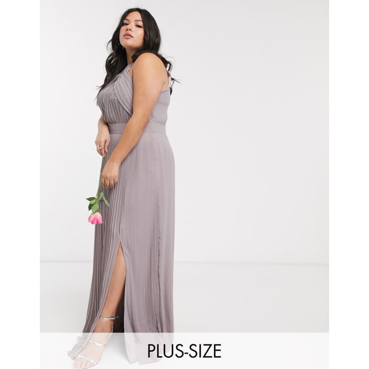 tfnc bridesmaid exclusive pleated maxi dress in grey Maternity Bridesmaid Tfnc Bridesmaid Exclusive Pleated Maxi Dress In Grey  TFNC Maternity Bridesmaid Chiffon V Front