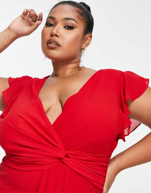 Plus size best sale red ruffle dress