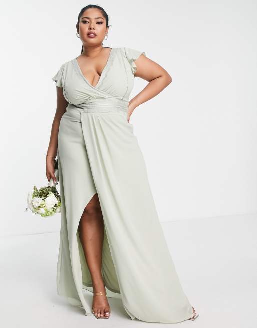 Plus size sage green hot sale dress