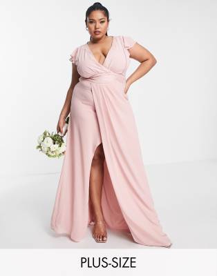 Blush Pink Self-Tie Plus Size Dress