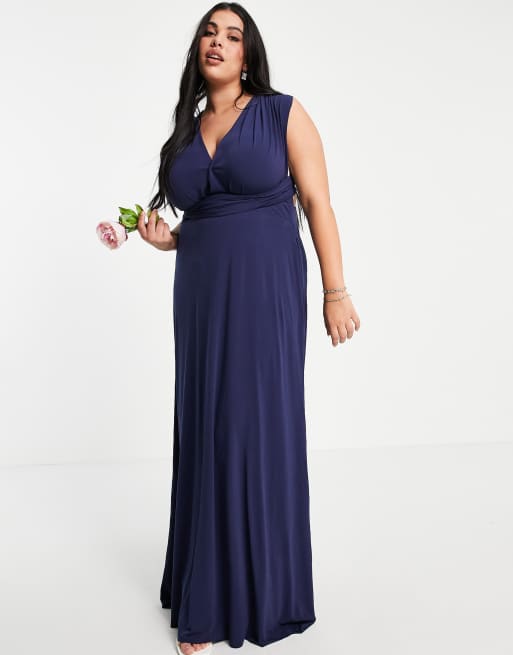 TFNC Plus Bridesmaid Maxikleid mit Multiway Design in Marineblau ASOS