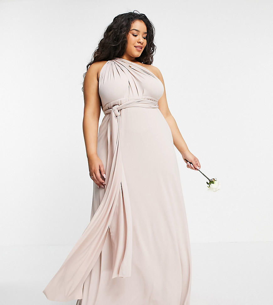 TFNC Plus Bridesmaid multiway maxi dress in pink