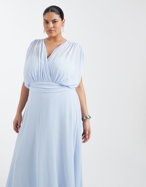 TFNC Plus Bridesmaid – Niebieska, szyfonowa sukienka plisowana maxi, 2 z 4