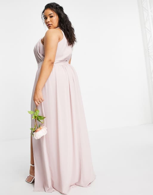 TFNC Plus Bridesmaid pleated maxi dress in mink , 2 of 4