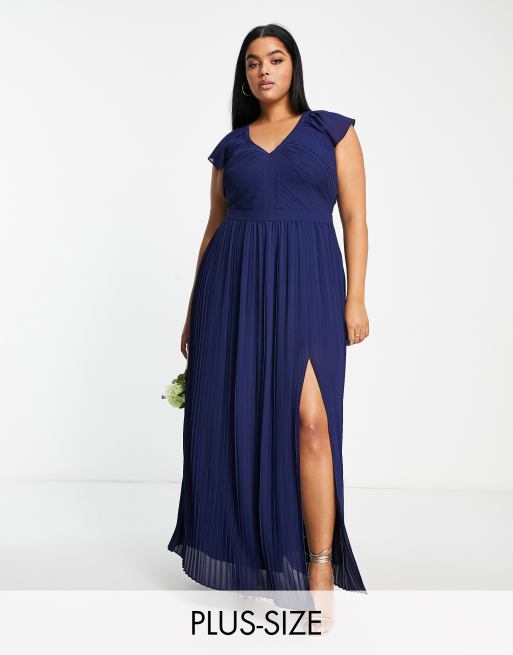 Asos navy best sale pleated dress