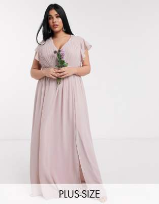 plus size flutter sleeve maxi dress