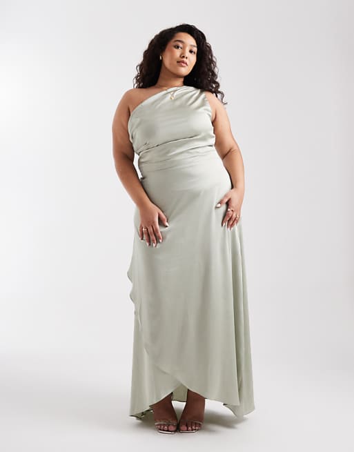 plus size satin bridesmaid dresses Stretch A-Line Cowl Neck Sleeveless Dress-B19311 length dress is made of a smooth stretch satin and modified bow detail at shoulder and matching inset waistline Cicinia Simple Plus Size Emulation