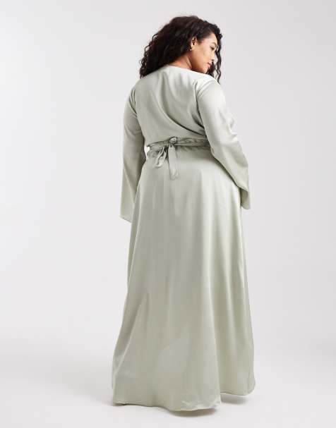 asos plus bridesmaid dresses Lace & Beads Plus Bridesmaid Madison maxi dress in deep olive