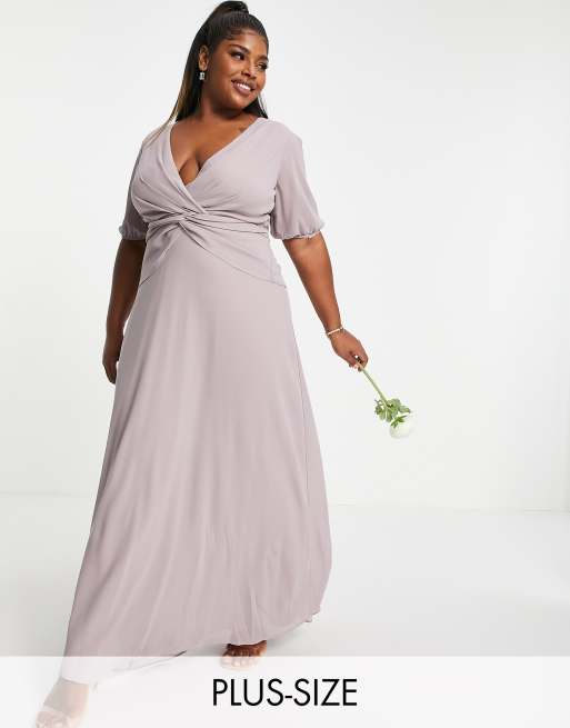 TFNC Plus Bridesmaid maxi dress in light gray | ASOS