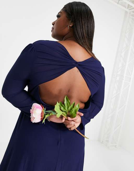 Tfnc wrap front maxi bridesmaid dress with tie back top
