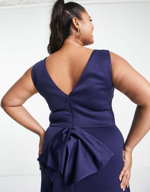 TFNC Plus - Bruidsmeisjes - Maxi-jurk met strik op de achterkant in marineblauw, 3 van 4