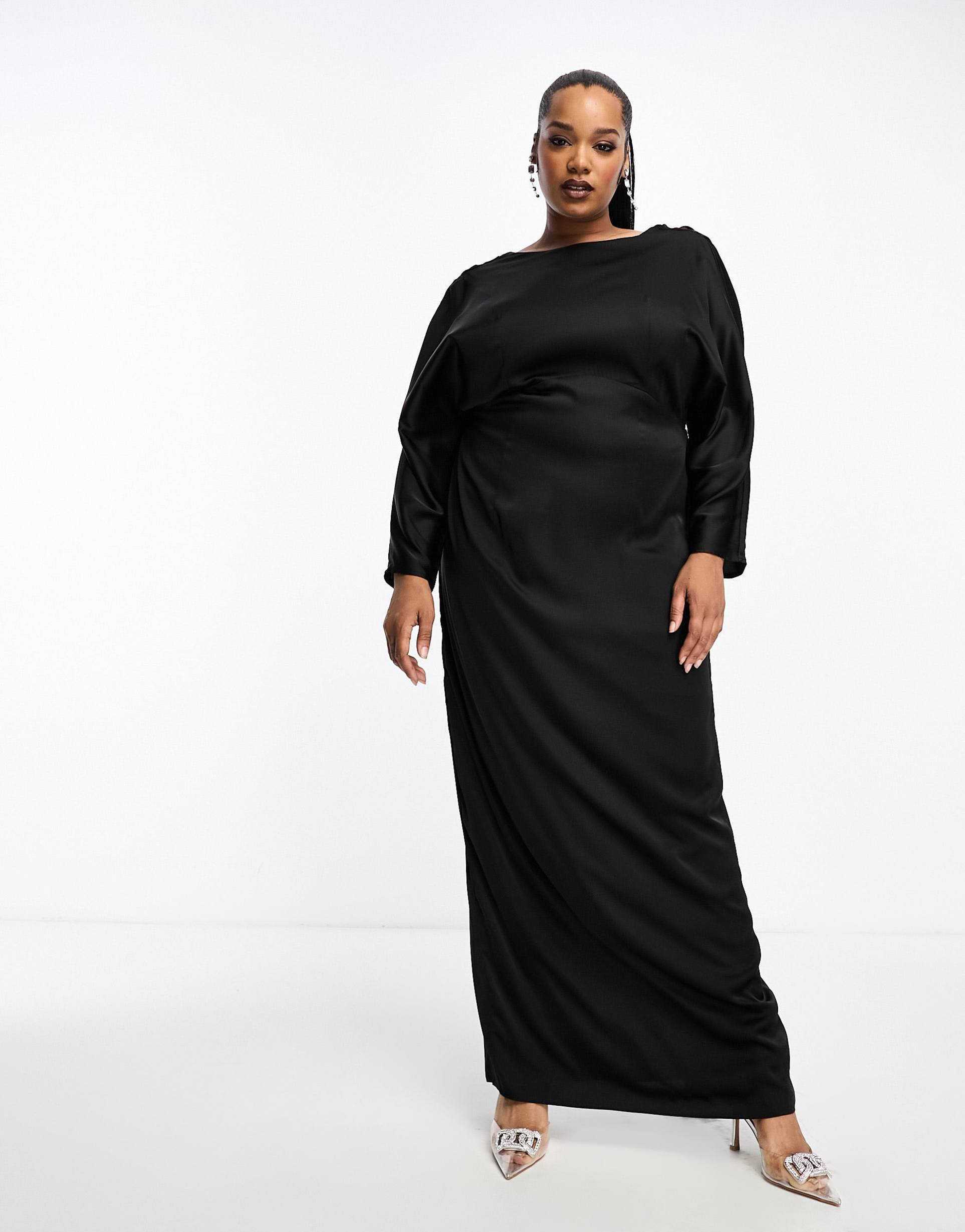 tfnc plus cowl neck maxi dress in black