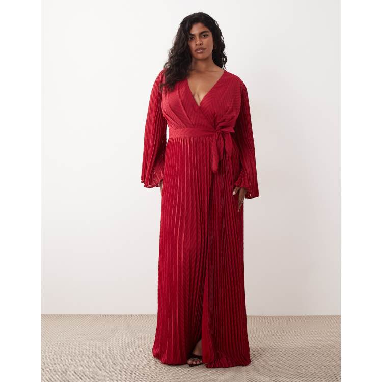 plus size red wrap dress made to measure dresses for women for wedding Plus Size Women's Wrap Collar