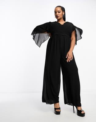 TFNC Plus jumpsuit with cape detail in black Sale