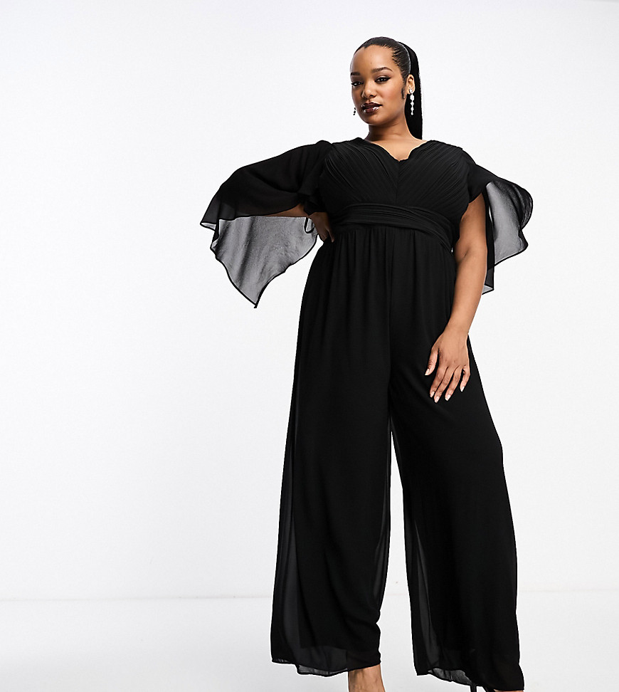 jumpsuit with cape detail in black