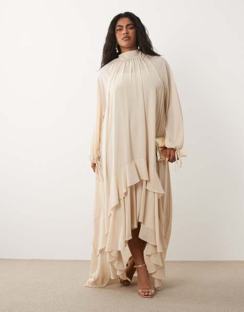 TFNC Plus - Maxi jurk van chiffon met gelaagde zoom in crème - view 1