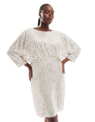 TFNC Plus - Robe courte style kimono à sequins - Argenté - view 1