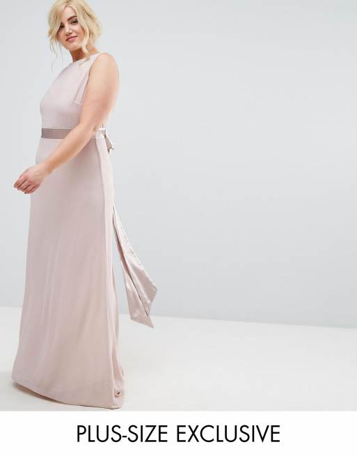  TFNC  Plus  Sateen Bow Back Maxi Bridesmaid  Dress  ASOS