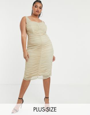 ruched midi dress plus size